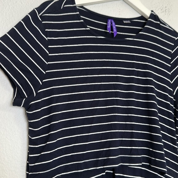 Seraphine Navy White Striped Fit & Flare Maternity Nursing Dress Rowan Size 12 - Picture 4 of 14